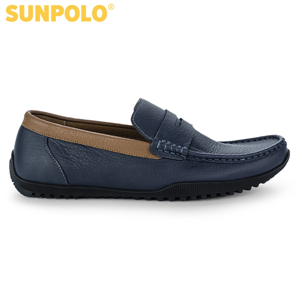 Giày lười nam Da bò cao cấp SUNPOLO đi làm công sở, đi chơi Màu Xanh Navy - KT2588XA