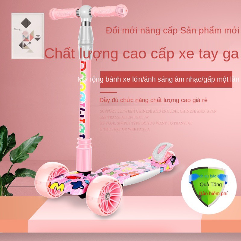 Trẻ em xe trượt có thể ngồi và 2-3-6 -8-12 tuổi bé trai gái đẩy nhấp nháy nhạc gập lại