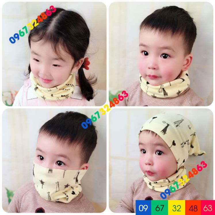 Khăn ống quấn cổ đa năng cotton giữ ấm phong cách Hàn Quốc cho bé