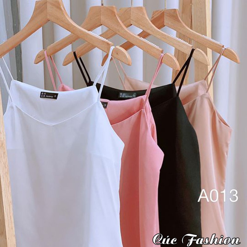 Áo 2 dây nữ trơn đẹp không đệm lụa mát nhiều màu Cúc Fashion áo hai dây lụa satin cao cấp A013