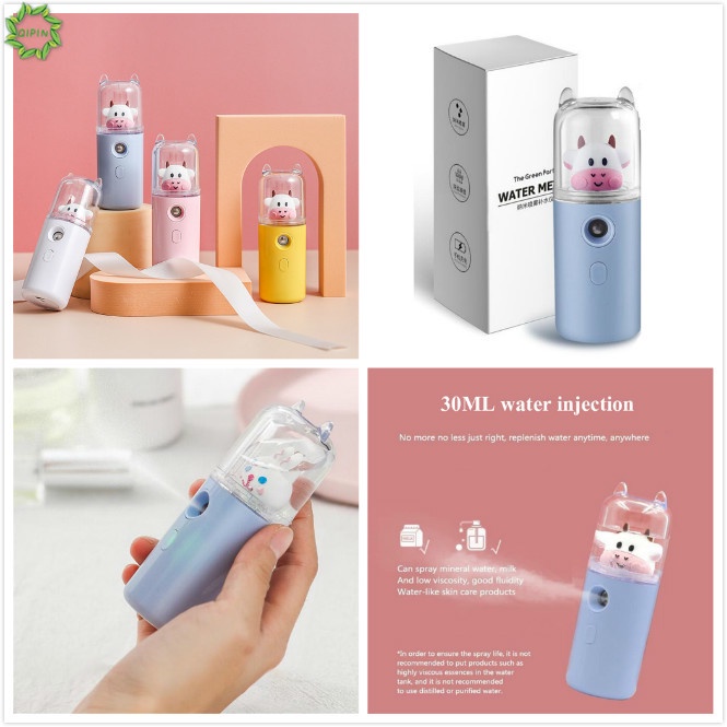 Cod Qipin Lovely Cow USB Charging Spray Instrument Portable Handheld Instrument Humidifier Office Supply