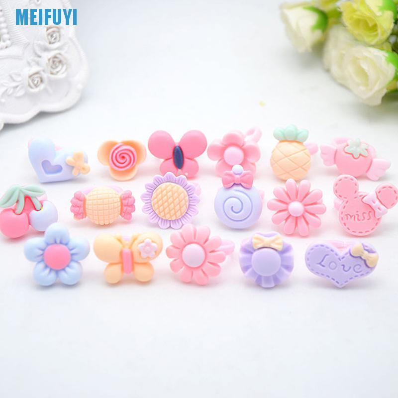 Set 20 Nhẫn Hình Hoa / Động Vật Thời Trang Cho Bé Gái