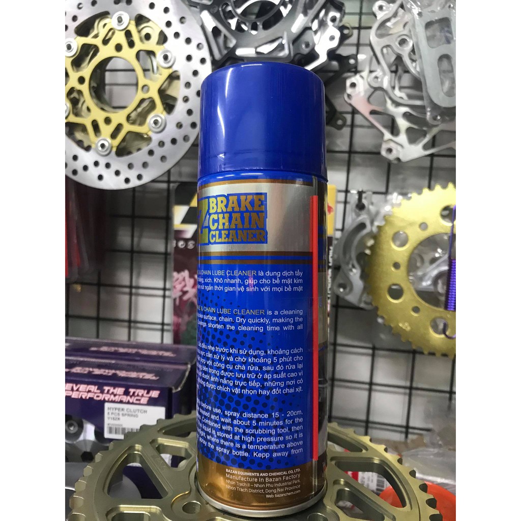Xịt rửa sên BZ Chain & Disk Brake Cleaner - Vệ sinh, tẩy rửa sên xích, dĩa thắng