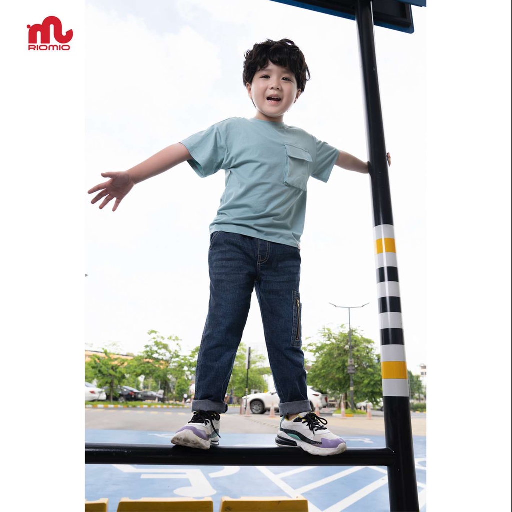 Quần jean cho bé trai 5-12 tuổi size 20-50kg RIOMIO ống rộng cạp chun 100% cotton USA kèm quà tặng- RM278