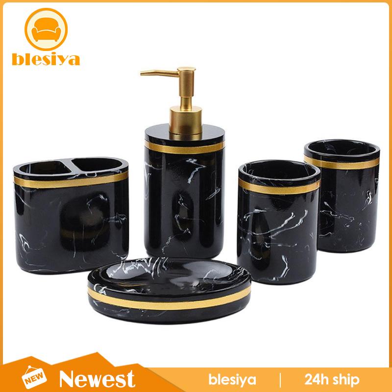 Bộ 5 Giá Đỡ Bàn Chải Đánh Răng Họa Tiết Đá Cẩm Thạch Màu Trắng Tiện Dụng Cho Phòng Tắm