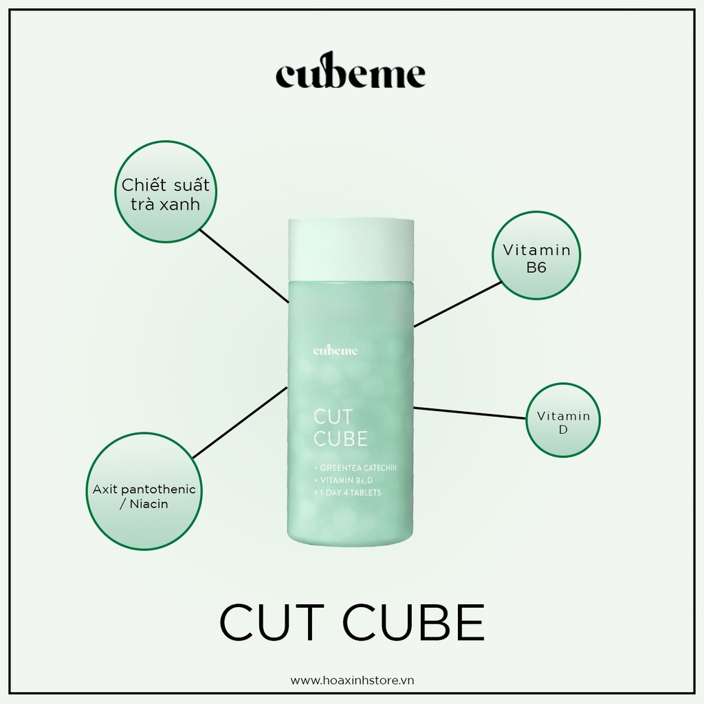 [CUBEME | Cut Cube] Thực phẩm sức khỏe Viên uống giảm cân 224 viên (4 viên x 56 ngày) - CHÍNH HÃNG TẠI HOA XINH