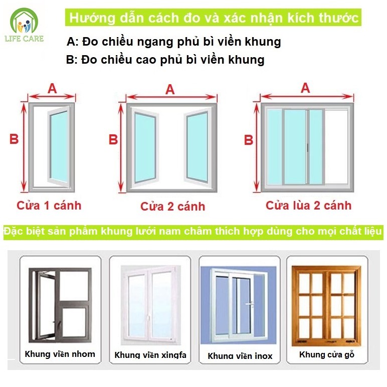 COMBO Khung nam châm Lưới sợi thủy tinh chống muỗi và côn trùng