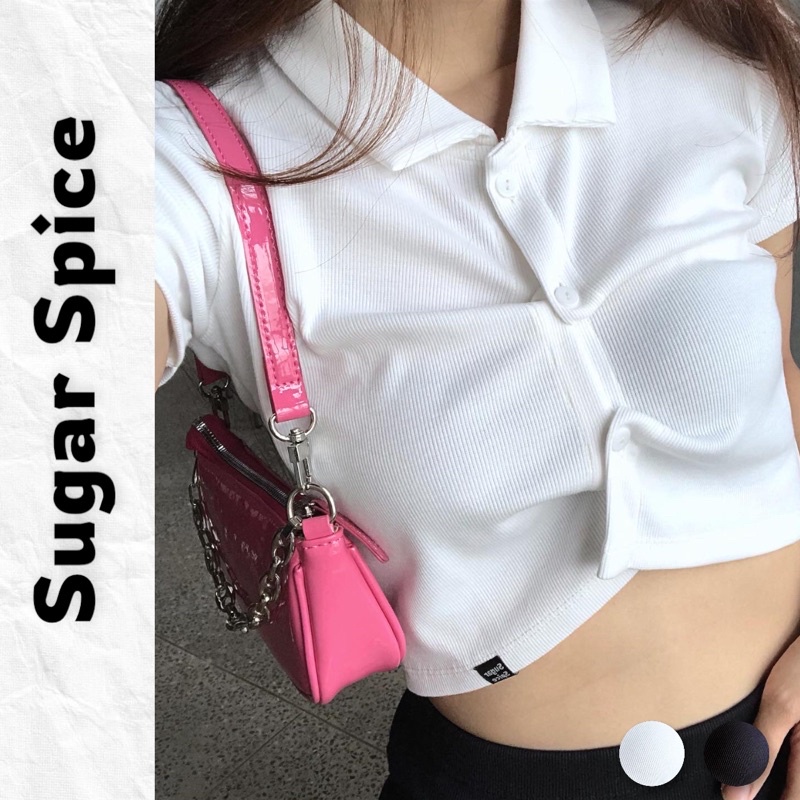 Áo Croptop Polo Thun Gân Gài Cúc - Soda Top