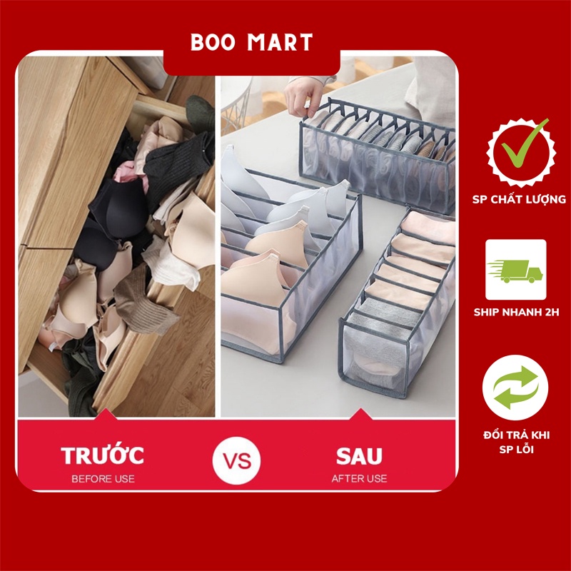 Hộp đựng quần áo nhỏ chia ngăn, túi đựng đồ lót tiện lợi, gọn gàng, chống bụi bẩn - Boomart