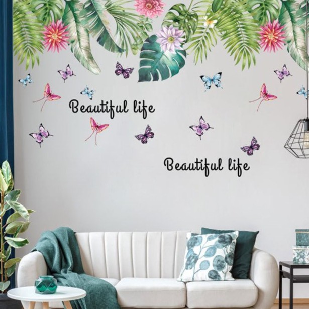 Tranh decal dán tường CHẬU CÂY Plants trang trí phòng khách - Decal dán tường