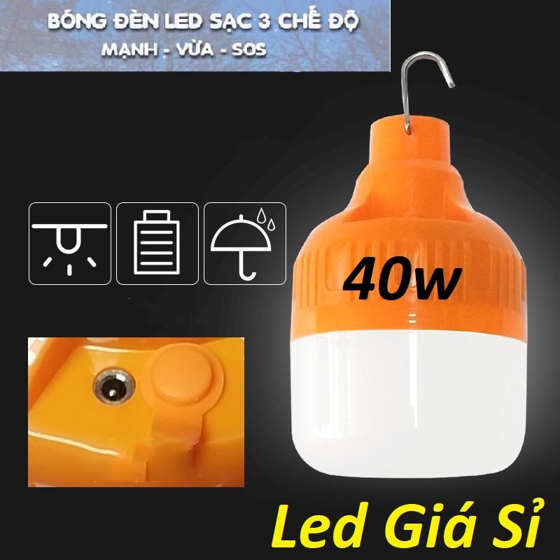 Bóng đèn LED sạc tích điện 40w 3 chế độ- bảo hành 06 tháng