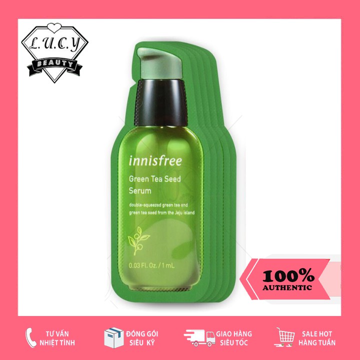 Hàng Hàn- Sample- Tinh Chất Dưỡng Ẩm Sâu, Phục Hồi Da Mụn Innisfree Green Tea Seed Serum