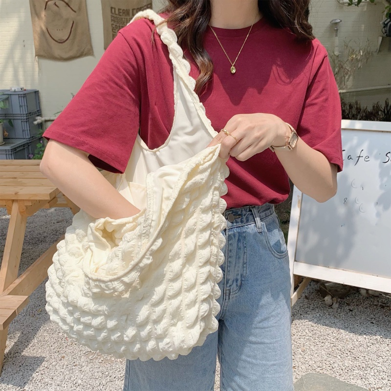 Youyo Túi Tote Đeo Vai Thiết Kế Xếp Ly Sức Chứa Lớn Dễ Thương Cho Nữ