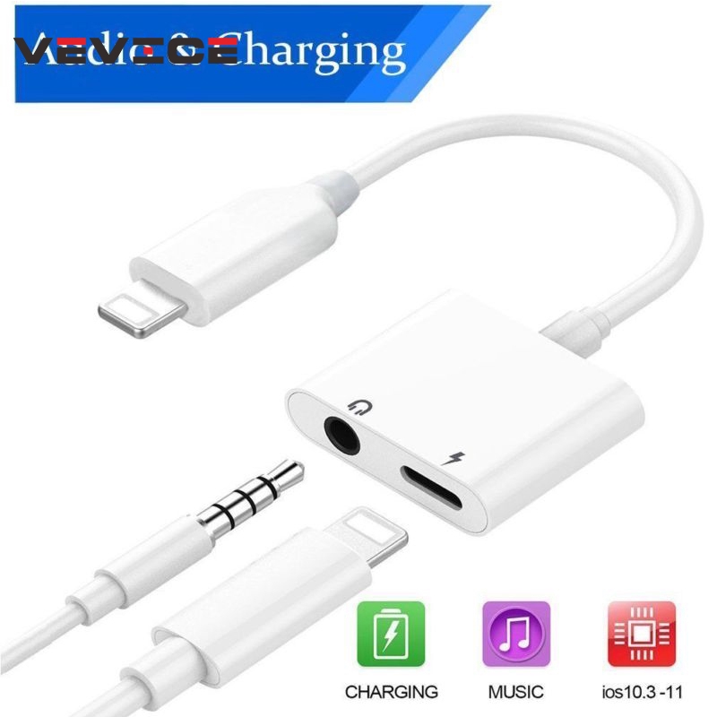 Đầu chuyển đổi cổng Lightning ra jack audio 3.5mm và cổng Lightning cho Apple iPhone 7 8 Plus XR XS Max