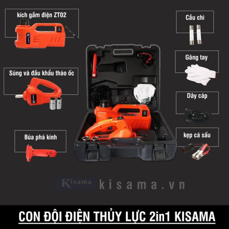 Bộ thiết bị xách tay KISAMA ZT02 tích hợp con đội kích điện, siết vít, thay lốp, nâng xe cứu hộ ô tô nhanh chóng