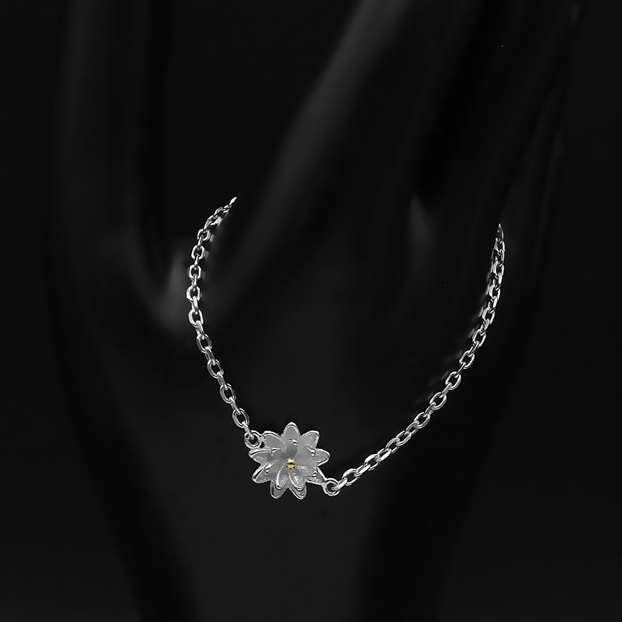 Vòng tay nữ BẠC HIỂU MINH LTU352 dây xích họa tiết hoa sen 