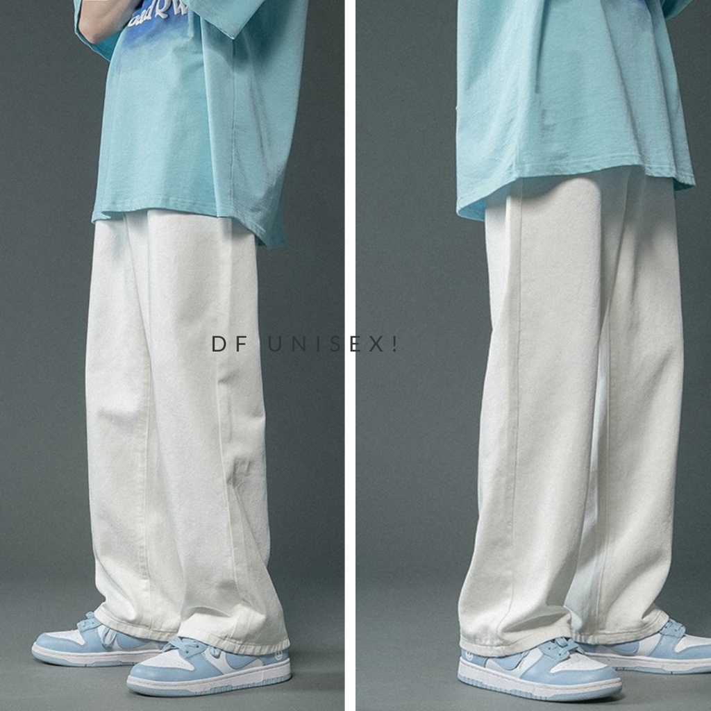 Quần Jean Baggy Nam Ống Suông Rộng Quần Jean Trắng hottrend Ulzzang Hàn Quốc | DFUNISEX | BigBuy360 - bigbuy360.vn