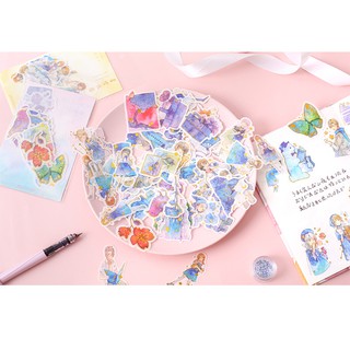 Sticker hình dán GALAXY NHŨ VÀNG nông trại mây 40 miếng trang trí sổ, album, nhật kí, lưu bút, bullet journal