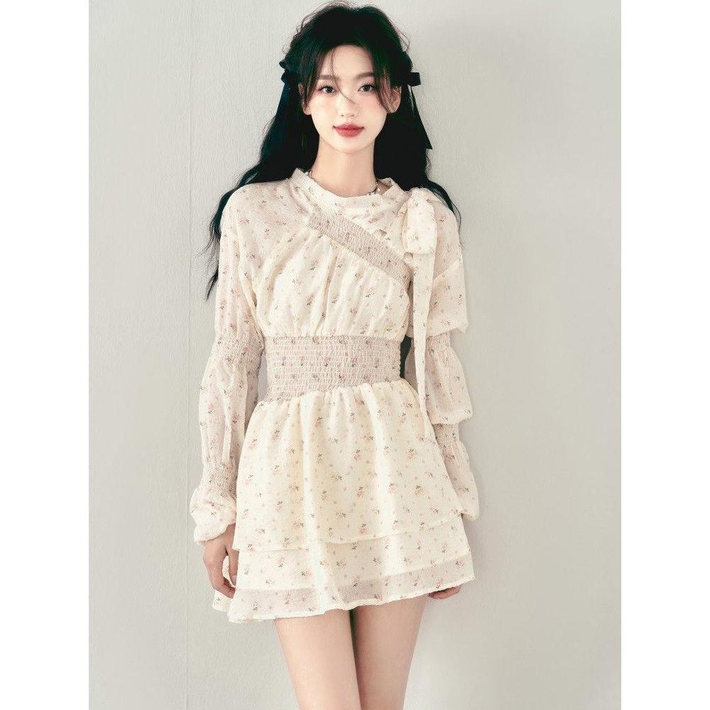 1 Đầm Hoa Tay Dài Thiết Kế Dáng Ôm Thời Trang Mùa Hè Xinh Xắn Cho Nữ