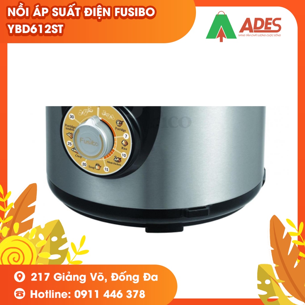 Nồi áp suất điện FUSIBO YBD612ST - Công suất LỚN 1000W - NEW HOT 2022 - Bảo hành Chính hãng 12 Tháng