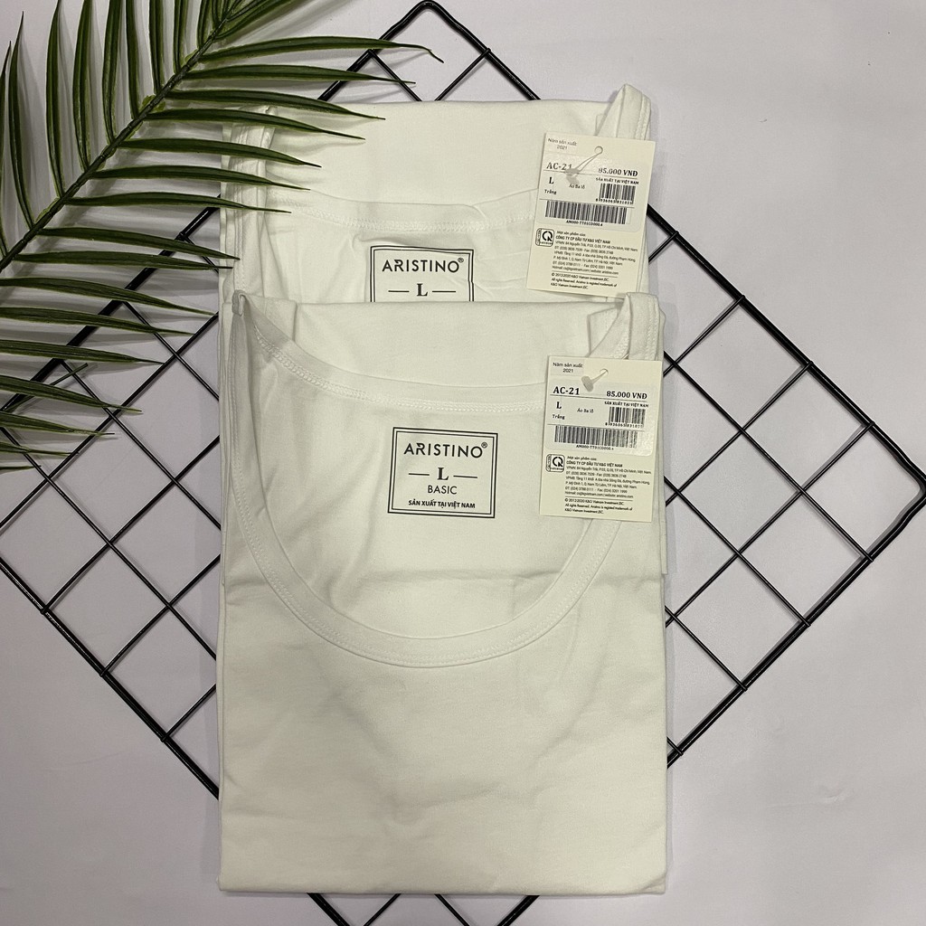 Áo ba lỗ nam CHÍNH HÃNG Aristino màu trắng may ô nam tanktop chất thun 100% Cotton cao cấp mặc lót thấm hút mồ hôi AC21