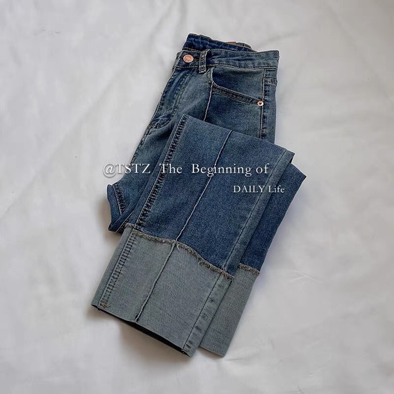 (ORDER) Quần bò gập gấu ống đứng phong cách cổ điển màu vintage độc đáo - kèm ảnh thật - Eudora.studio