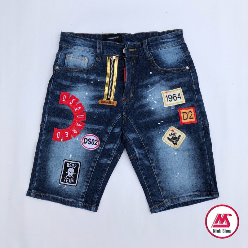 Quần ngố bò Dsquared2 thêu logo khoá vàng mới 2021 - Quần short jean - Quần sóc bò