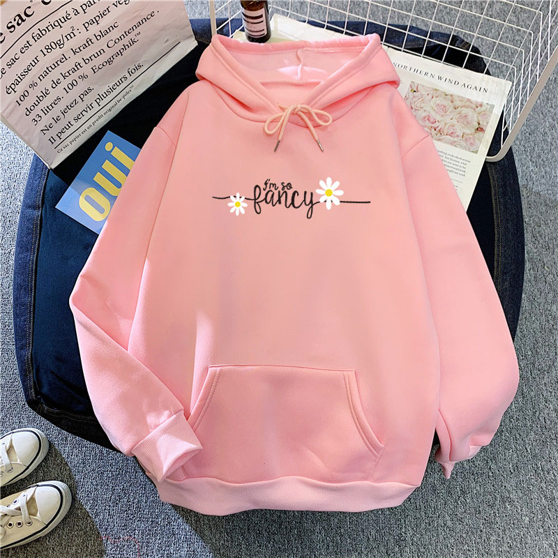 Hot Sale Long Sleeve Hooded K Fashion Elegant Letter Print Woman's Sweatshirts Pockets Breathable Hoody