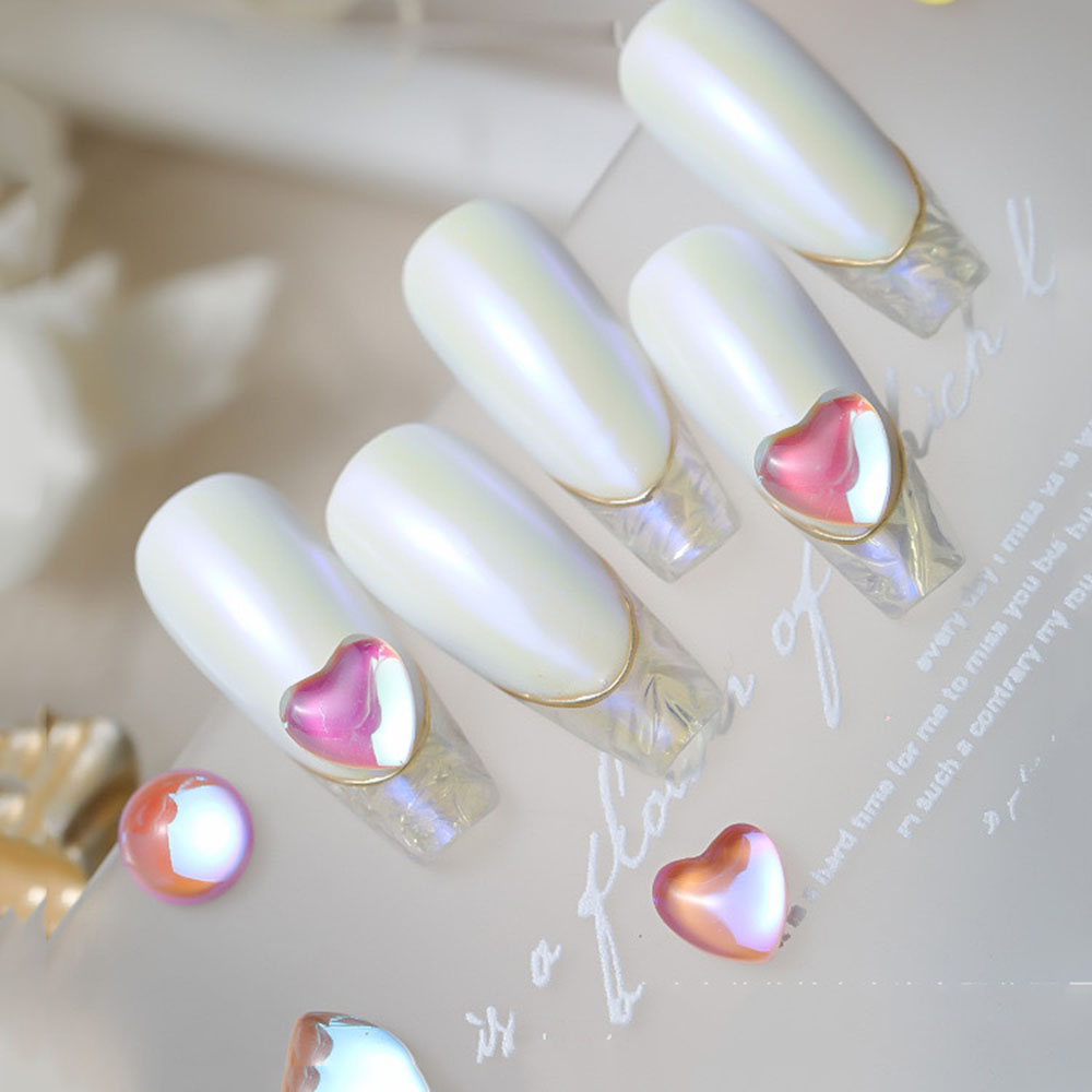 Bộ 10 Viên Đá Trang Trí Móng Tay Hình Trái Tim Thời Trang