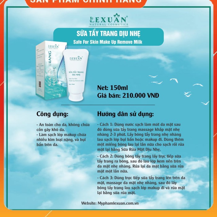 SỮA TẨY TRANG LÊ XUÂN ❤️FREESHIP❤️An toàn cho da, không chứa cồn gây khô da | BigBuy360 - bigbuy360.vn