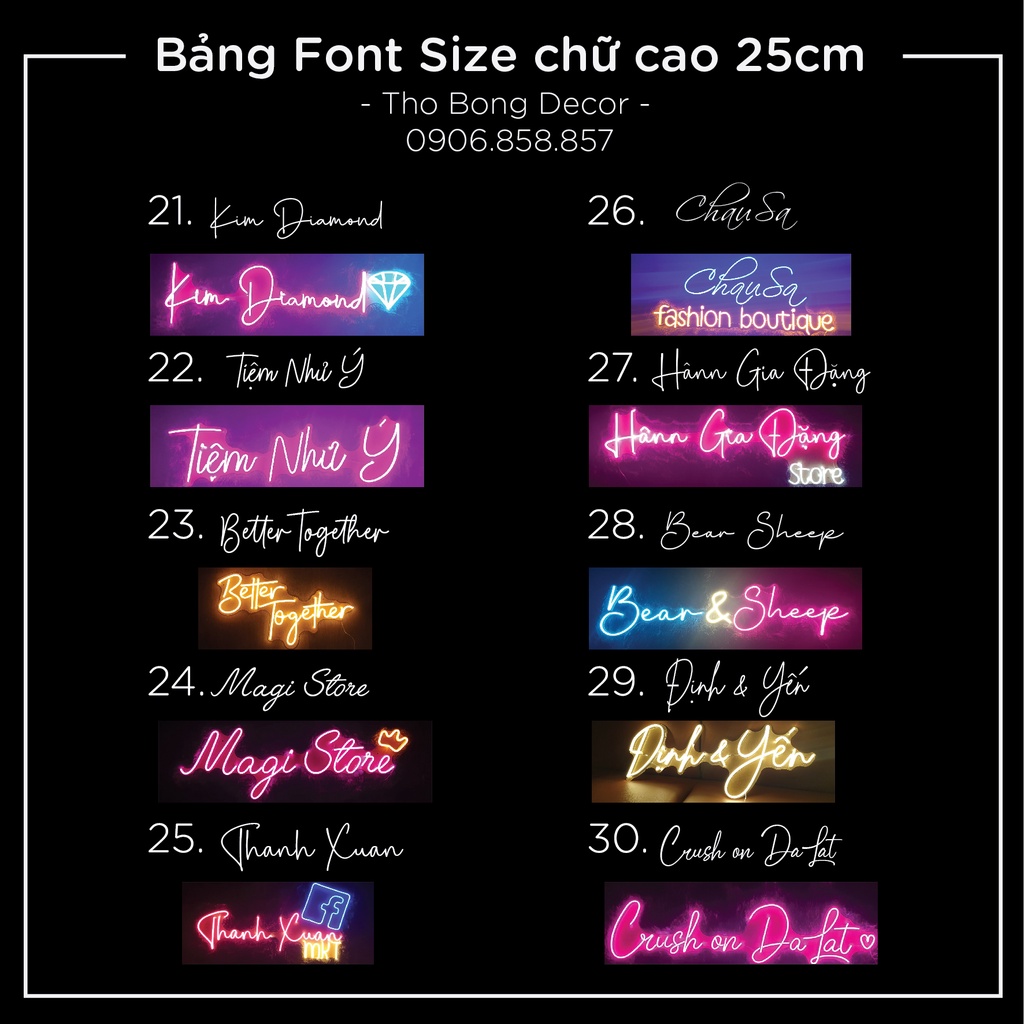 Đèn Neon trang trí theo TÊN yêu cầu - THO BONG DECOR chỉ từ 40K / 1 CHỮ cái