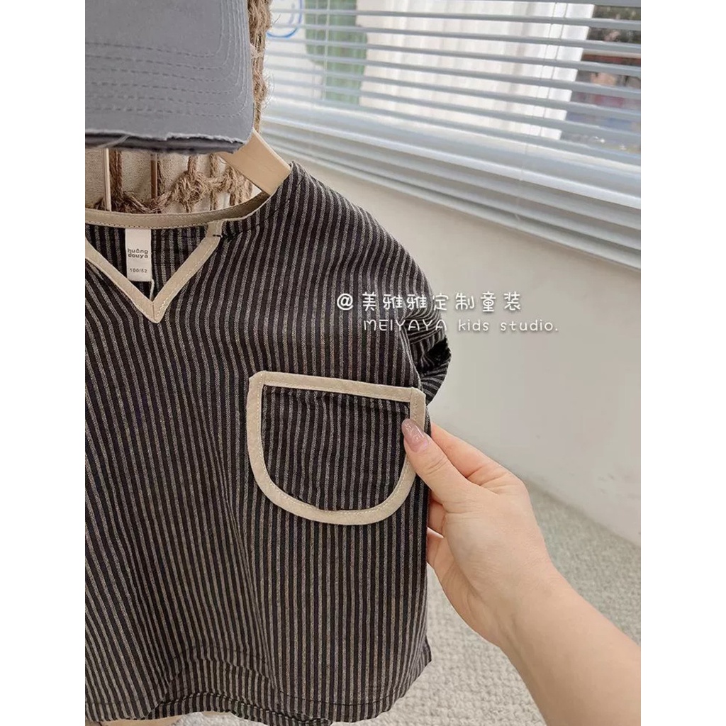 Bộ Cộc Tay Kẻ Bộ Hè Túi Hàng Xuất Dư Chất Vải Mềm Mịn Cho Bé Từ 5Kg Đến 32Kg Thời Trang Trẻ Em Chaarlie Kids