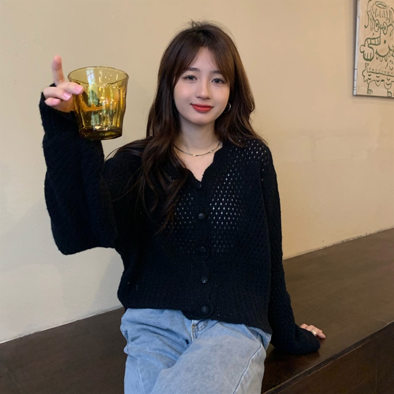Áo Khoác Cardigan Dệt Kim Tay Dài Màu Sắc Thời Trang Cho Nữ