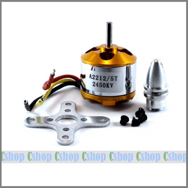 Motor không chổi than brushless 2212 2450KV XXD - đã hàn full jack - có đế nhôm