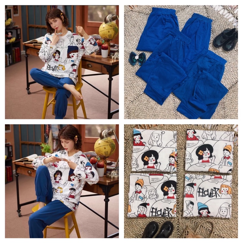 🥬XẢ HÀNG🥬ĐỒ BỘ NỮ DÀI TAY IN HÌNH CÔ GÁI🥬ĐỒ BỘ THU ĐÔNG NỮ DỄ THƯƠNG🥬 | BigBuy360 - bigbuy360.vn