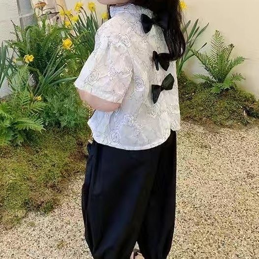 [Babycat] Hàng Có Sẵn Bán Chạy Bộ Áo Thun Sườn Xám Tay Ngắn Phong Cách Trung Hoa Thời Trang Mùa Hè Kiểu Trung Hoa Dành Cho Bé Gái
