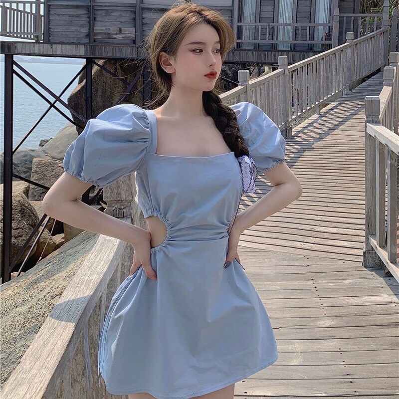 Váy khoét eo thắt nơ sau lưng Hàn quốc