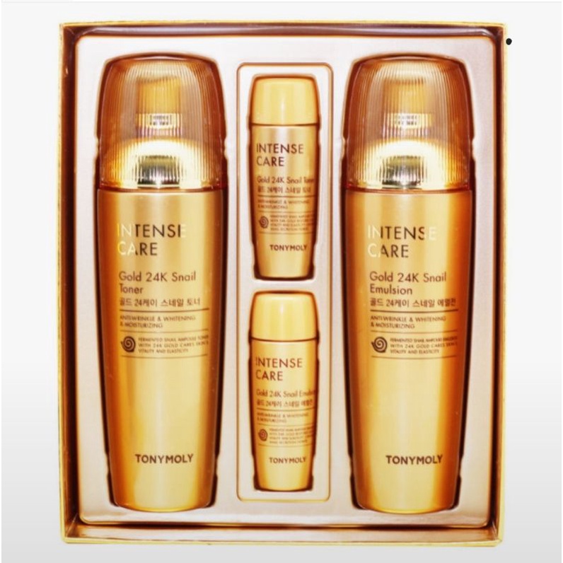 Sét dưỡng da chống lão hóa Tonymoly Intense Care Gold 24K Snail ốc sên vàng Hàn Quốc