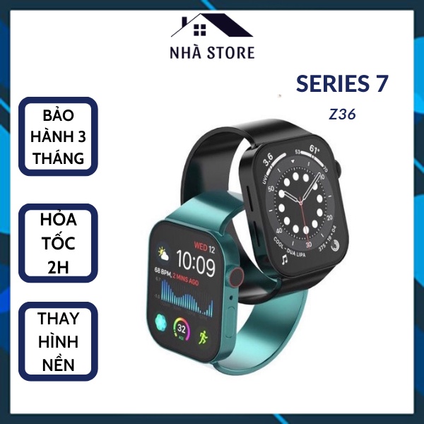 [Series 7] Watch 7 Đồng hồ thông minh Z36 Smartwatch Series 7 Sạc không dây, Nghe gọi bluetooth, Thay ảnh