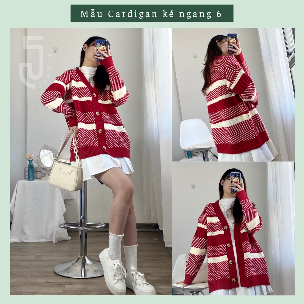 Áo len nữ JEANIE BST noel, áo croptop cổ lọ màu đỏ, khoác cardigan form rộng