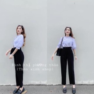 Quần Baggy Cúc Lệch - Chất Tuyết Mưa - Cạp cao - Siêu Tôn Dáng