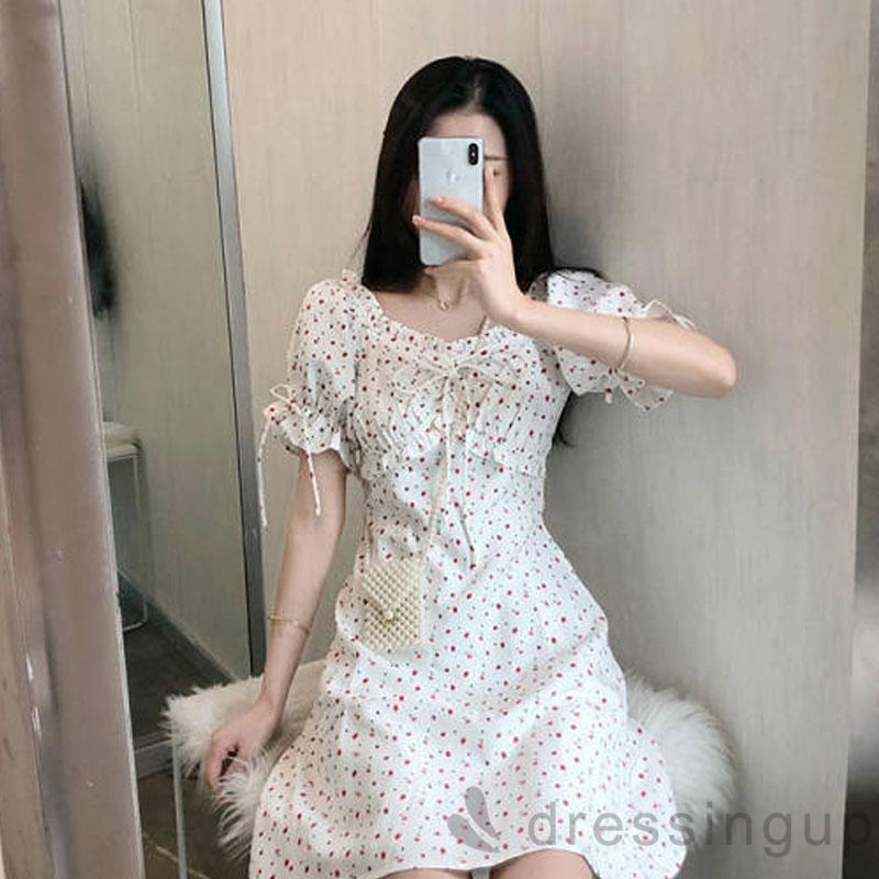 Đầm Nữ Tay Ngắn Họa Tiết Hoa Thanh Lịch Xinh Xắn | BigBuy360 - bigbuy360.vn