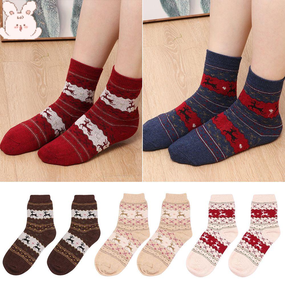 Vớ Giữ Ấm Mùa Đông Dày Dặn In Họa Tiết Tuần Lộc Giáng Sinh Năm Mới Cho Nam Và Nữ