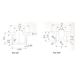 RAY LÙA TỦ ÁO 1 MÉT (trọn bộ ray và bánh xe)