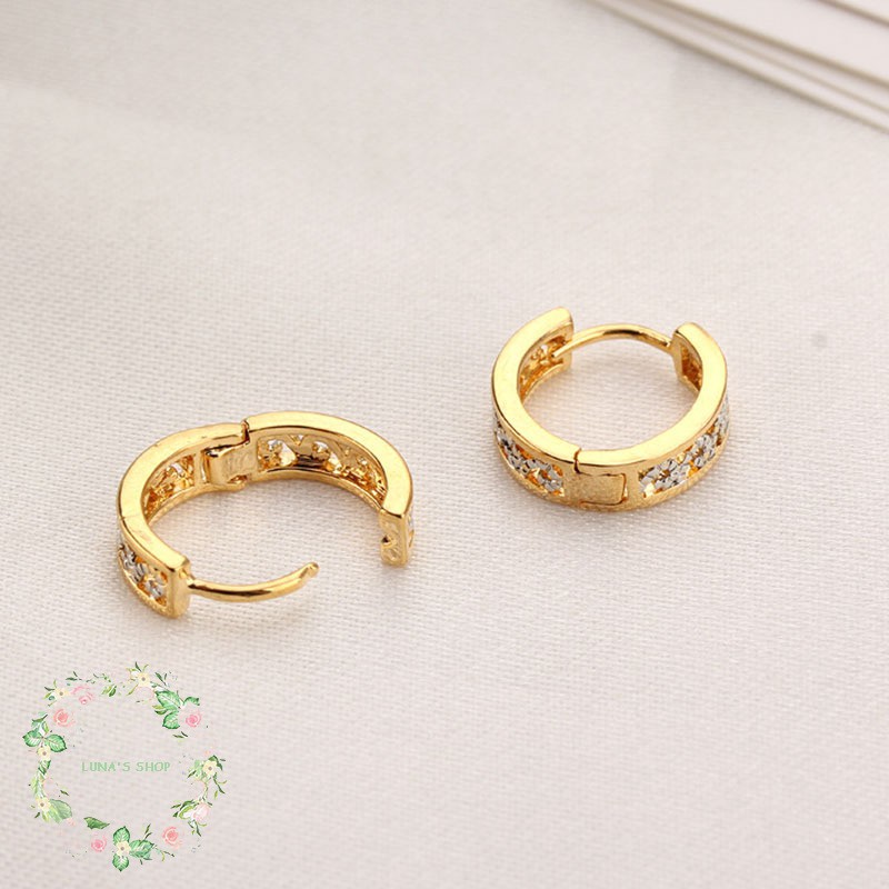 ☆Luna☆ Bông tai mạ vàng 18K thiết kế rỗng đính hôn