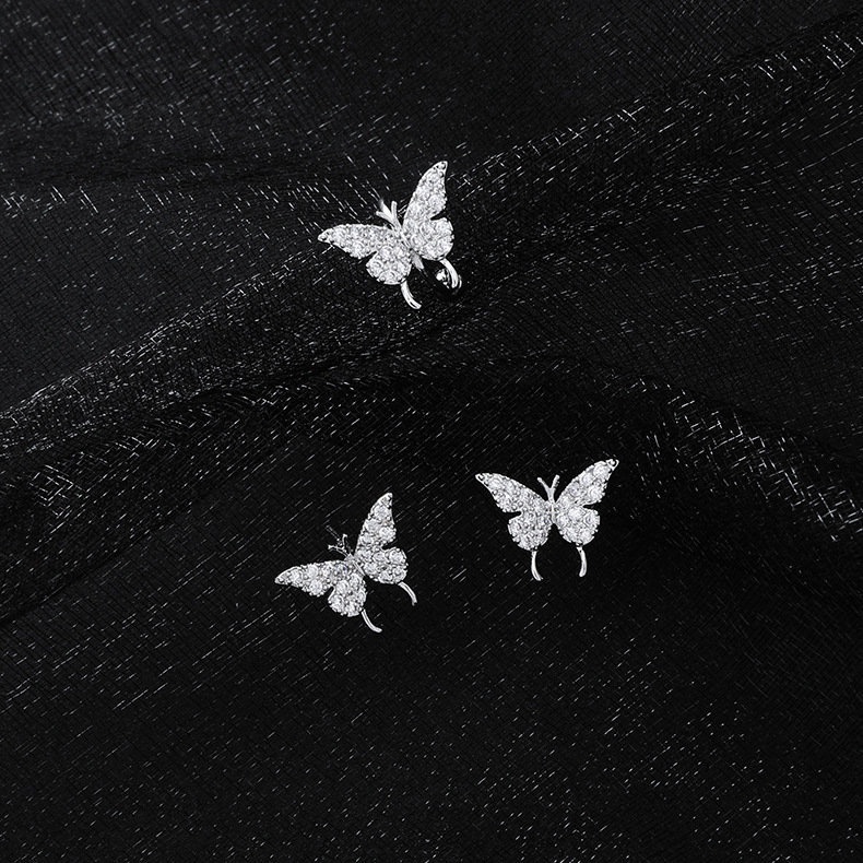 Bộ Khuyên Tai Hình Bướm Đính Đá zircon Cỡ Nhỏ Đơn Giản Cá Tính Dễ Phối Đồ Thời Trang
