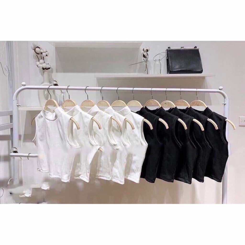 [RẺ VÔ ĐỊCH] Áo ba lỗ cổ lọ hot quanh năm Trắng/ Đen PC16521