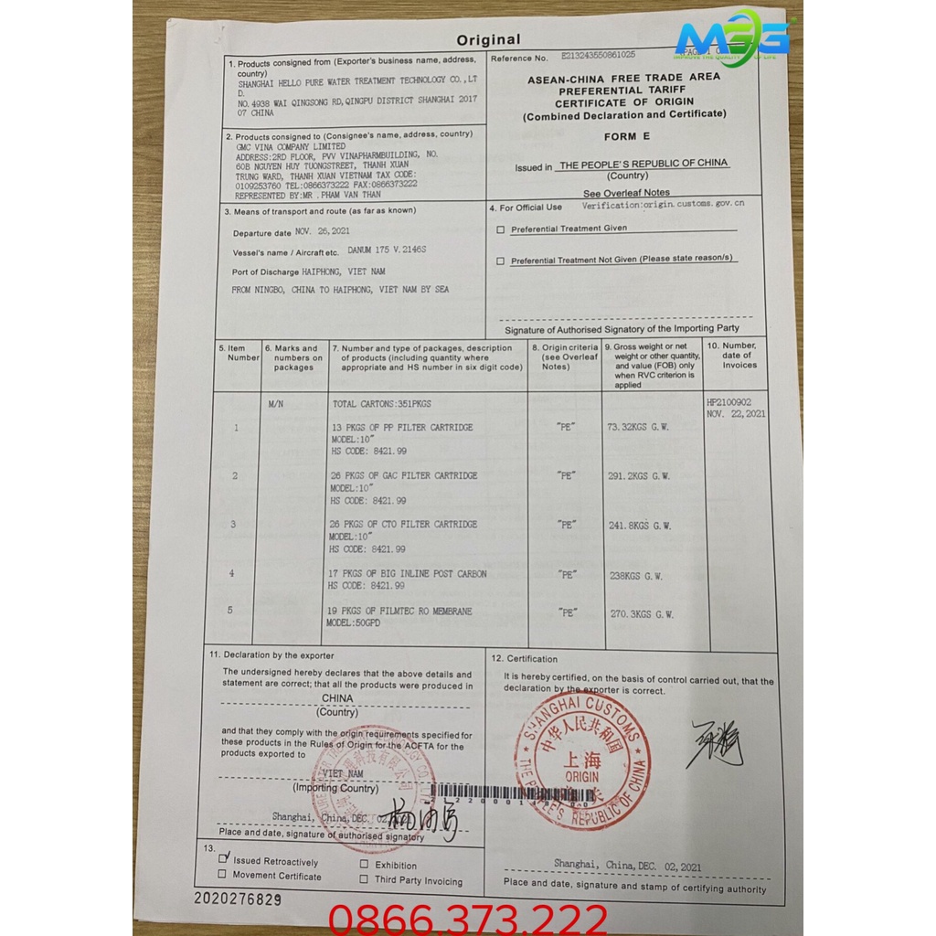 Lõi lọc nước số 4 - màng RO Dow Filmtec USA chính hãng dùng cho máy lọc nước