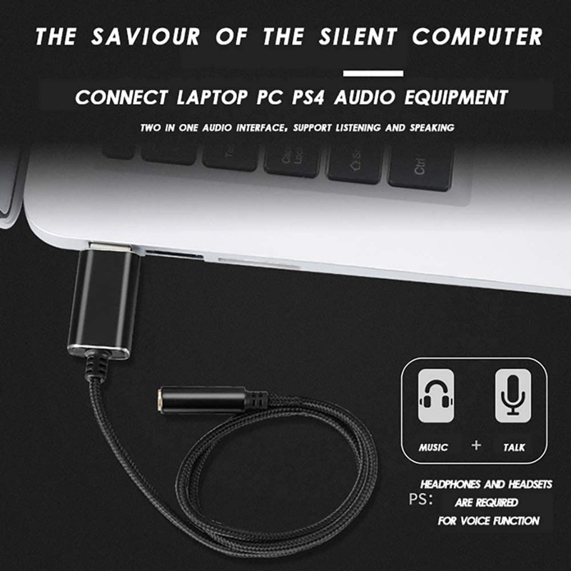Giắc Chuyển Đổi Từ USB Sang Cổng 3.5mm Và Tai Nghe 3.5mm Cho Windows / Mac / PS4 / Laptop