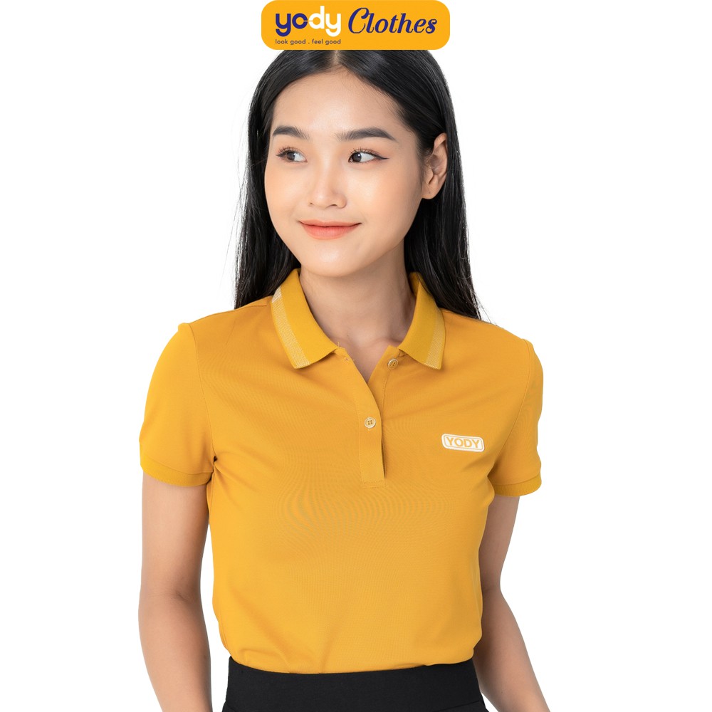 Áo thun polo nữ YODY mắt chim ngắn tay cotton có cổ cao cấp thoáng mát APN3340